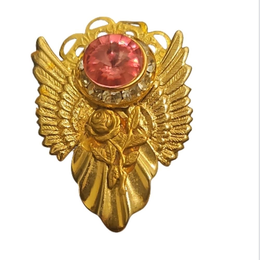 1.5" vintage costume Jewlery Angel brooch pin made of gold-tone And Stones